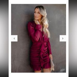 New Vici burgundy red wine ruched mini dress size S